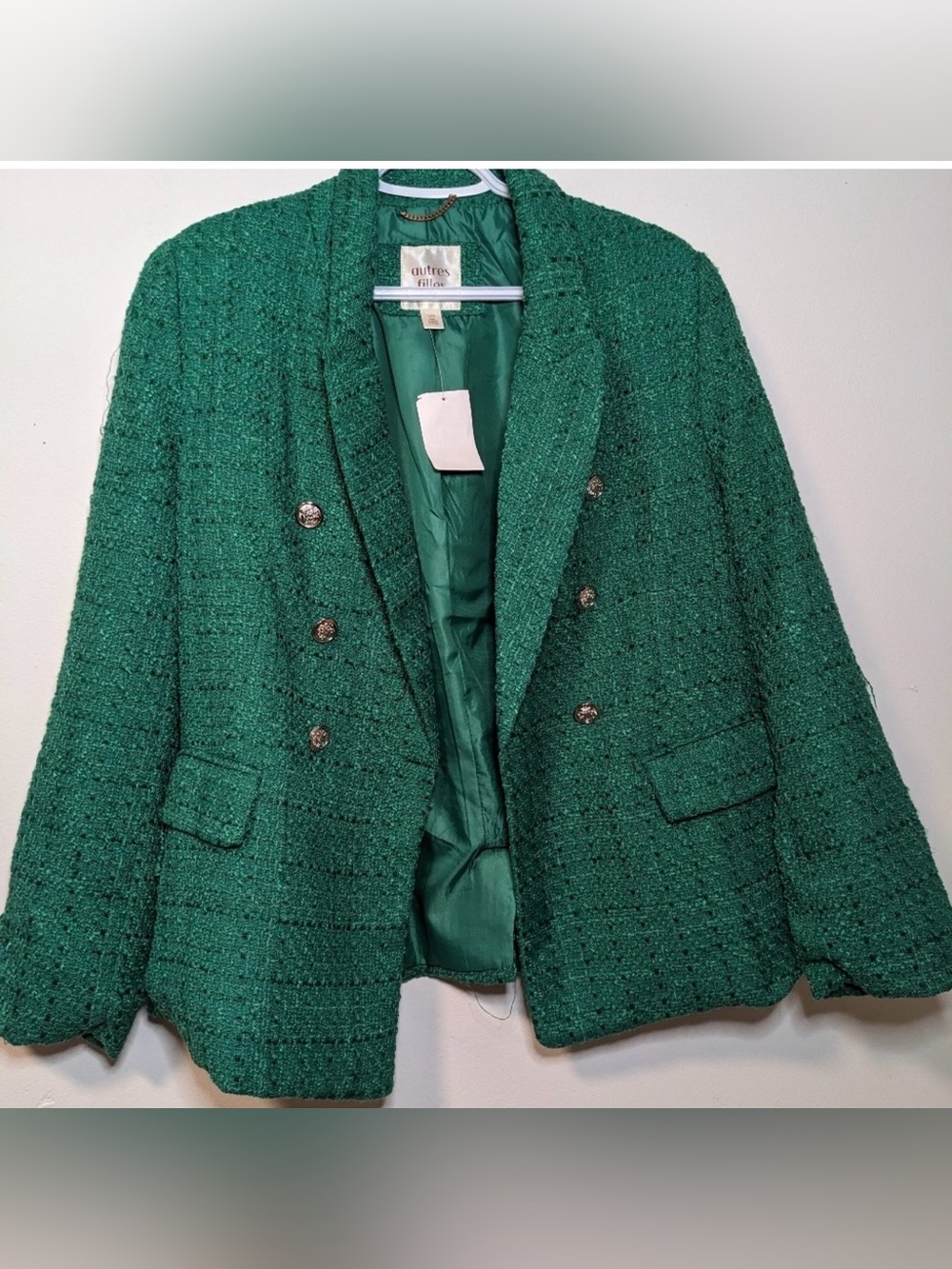 AUTRES FILLES GREEN TWEED SILVER BUTTONED BLAZER